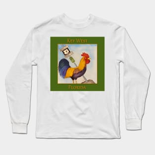 Key West Rooster add Mile Marker 0, Florida Long Sleeve T-Shirt